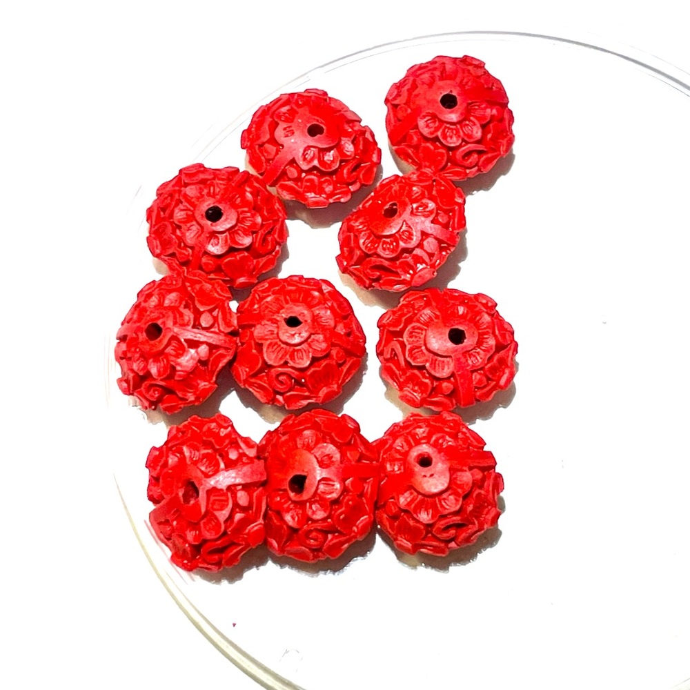Cinnabar Carved Beads